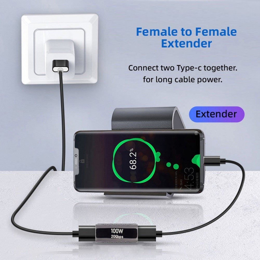 USB4 Type C Female to Female 100W Power 20Gbps Data 8K Video Extender Adapter for NS Phone Laptop UC-124-FF
