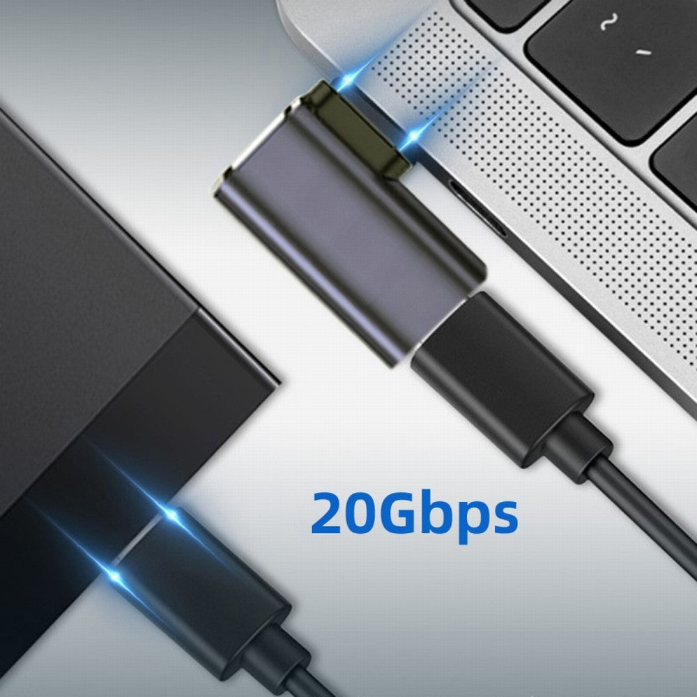 20Gbps USB4 Type C Male to Female 90 Degree Left Right Angled 100W Power Data 8K Video Adapter for Laptop Phone UC-124-RI
