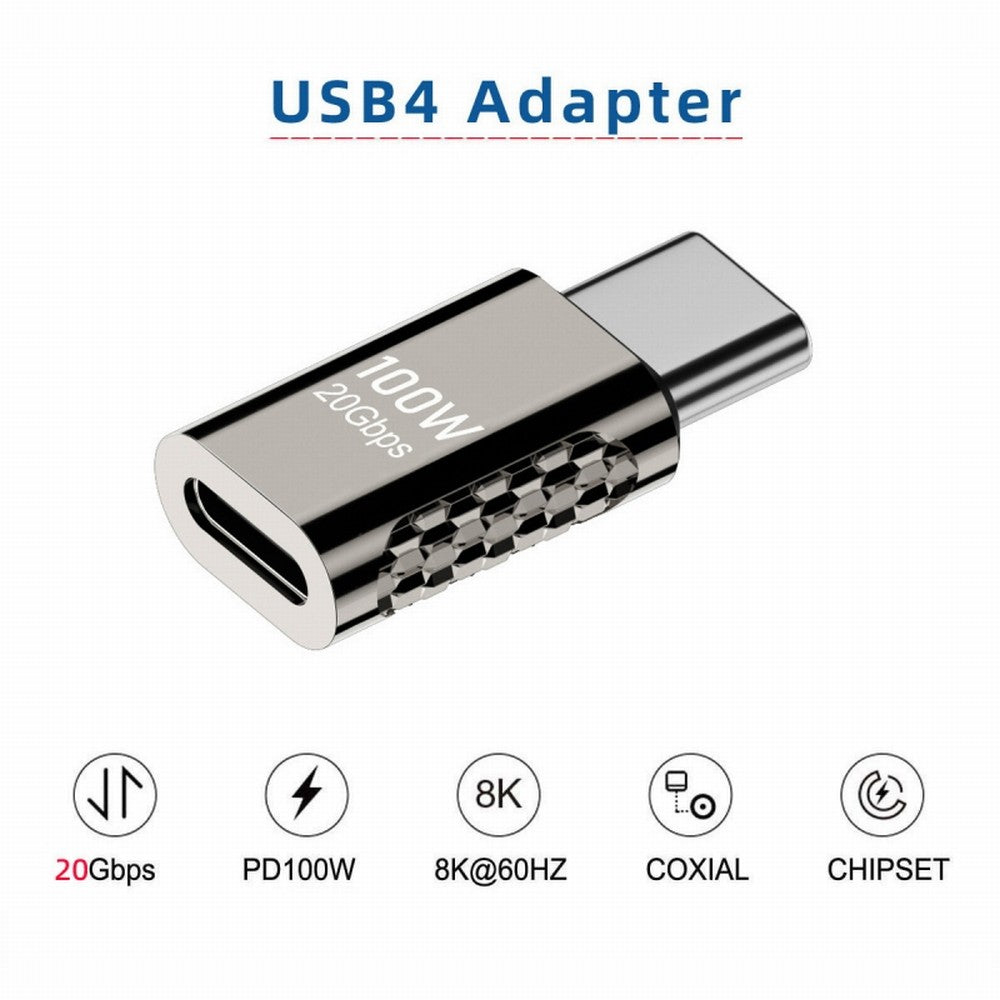 20Gbps USB4 Type C Male to Female Straight Connector 100W Power Data 8K Video Adapter for Laptop Phone UC-124-MF