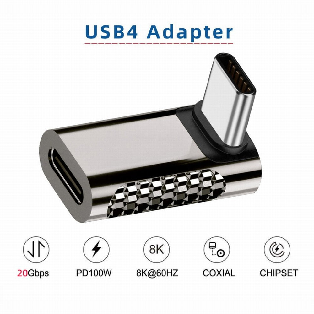 20Gbps USB4 Type C Male to Female 90 Degree Up Down Angled 100W Power Data 8K Video Adapter for Laptop Phone UC-124-UP
