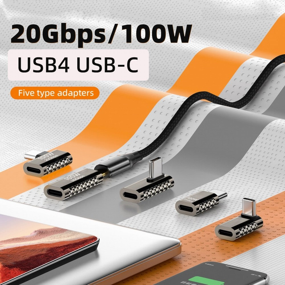 20Gbps USB4 Type C Male to Female 90 Degree Up Down Angled 100W Power Data 8K Video Adapter for Laptop Phone UC-124-UP