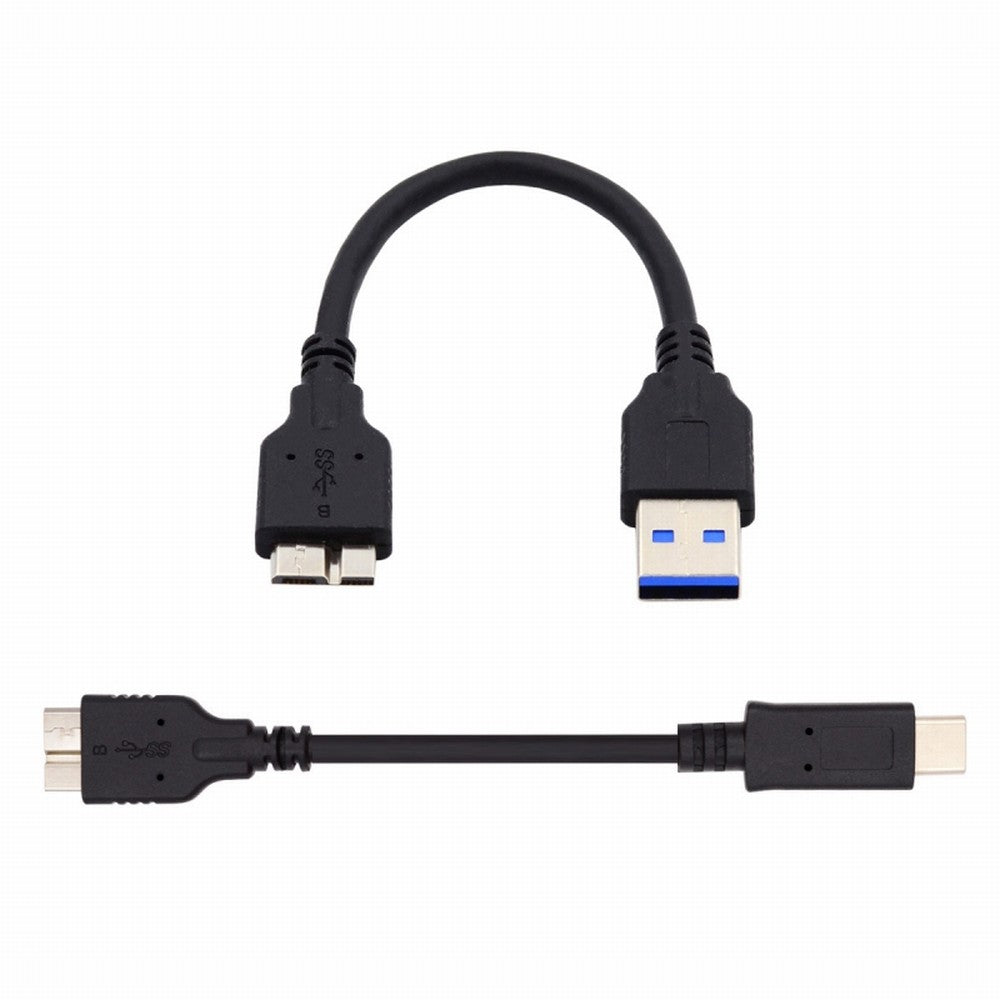 2pcs/set USB 3.1 USB-C Type-C to Micro 3.0 and USB 3.0 Type-A Male to Micro 3.0 B Male Disk SSD Data Cable 15cm UC-140
