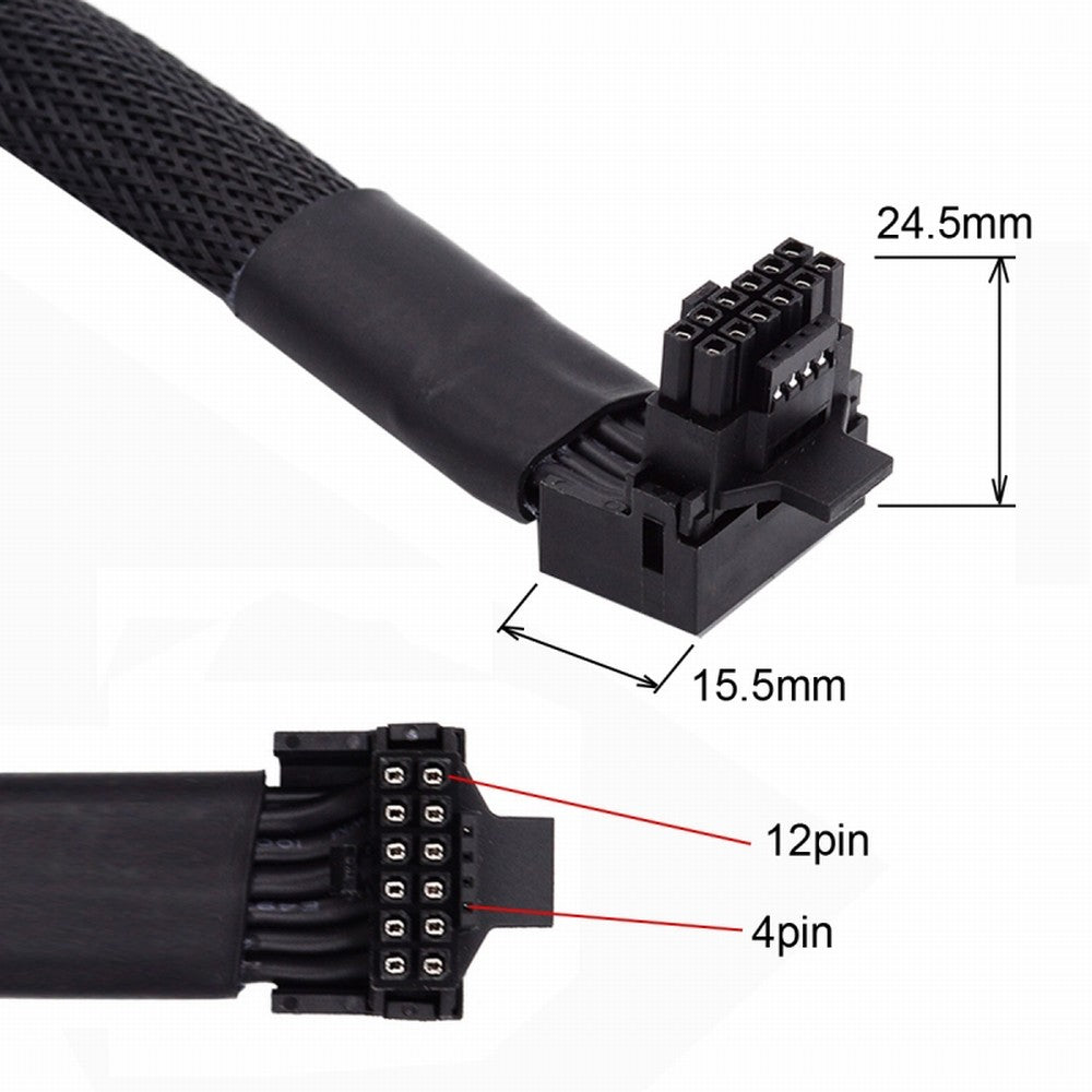 12VHPWR ATX3.0 PCI-E 5.0 Power Modular Cable Male to Female Up Angled 90 Degree Extension for 3080 3090TI PSU 16Pin 12+4P Graphics Card PW-043-UP