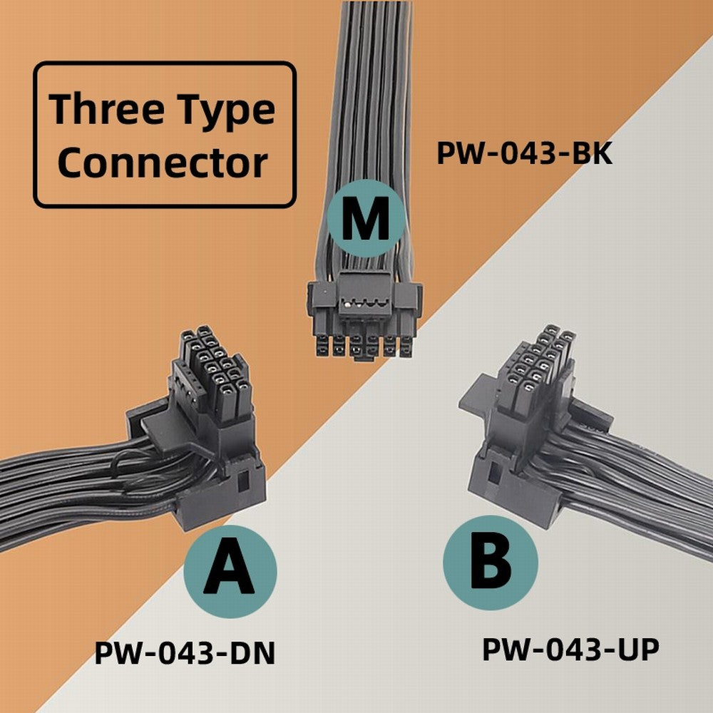 12VHPWR ATX3.0 PCI-E 5.0 Power Modular Cable Male to Female Up Angled 90 Degree Extension for 3080 3090TI PSU 16Pin 12+4P Graphics Card PW-043-UP