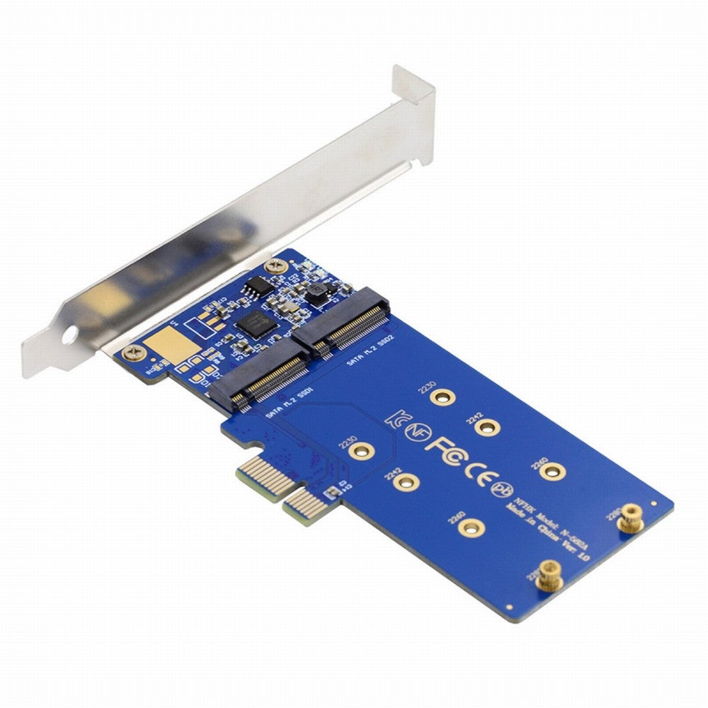 Dual SATA NGFF Key B+M SSD to PCI-E 1x Motherboard Desktop Adapter Converter SSD Card JMB582 2280 SA-053