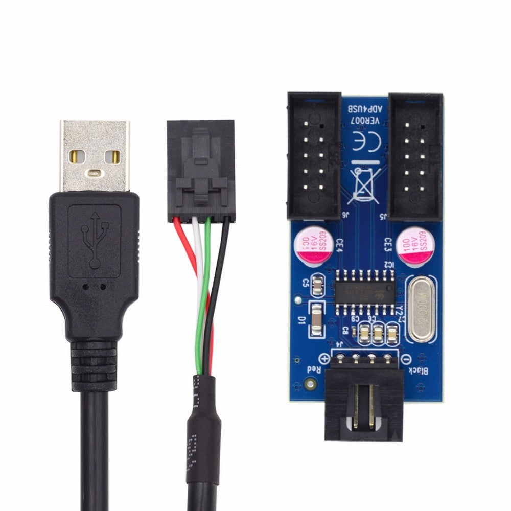 USB 2.0 Type-A Male 1 to 2 Female Motherboard 9pin Header Extension HUB Connector Adapter Port Multilier U2-066
