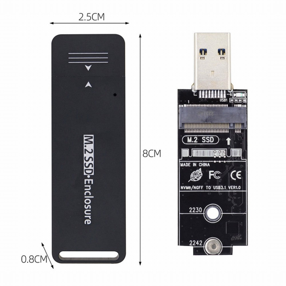 USB 3.0 to 2230 2242 NVME M-key M.2 NGFF SATA SSD External PCBA Case Adapter RTL9210B Chipset U3-057-2242MM