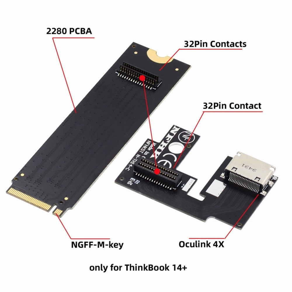 PCI-E 4.0 M.2 M-key to Oculink SFF-8612 SFF-8611 Host Adapter for ThinkBook 14+ External Graphics Card & SSD SF-065-OD