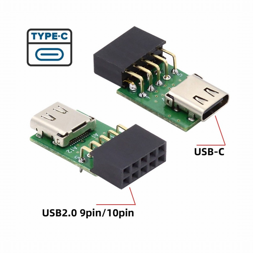 Single Port USB 3.1 Type C USB-C Female to USB 2.0 Motherboard 9pin 10pin Header Adapter PCBA 480Mbps UC-141-TC001