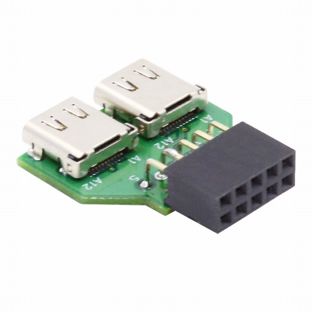 Dual Ports USB 3.1 Type C USB-C Female to USB 2.0 Motherboard 9pin 10pin Header Adapter PCBA 480Mbps UC-141-TC002