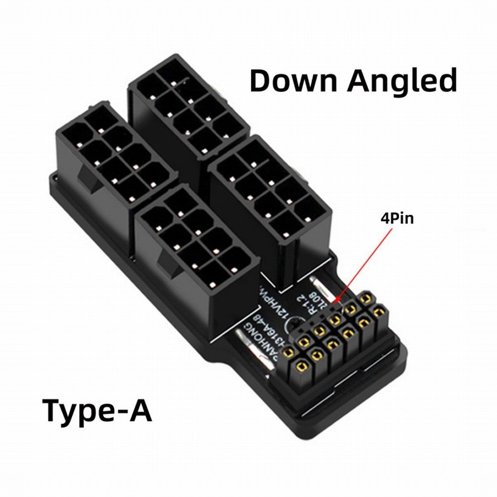 12VHPWR ATX3.0 PCI-E 5.0 Power Modular Adapter to Four ATX 8P Down Angled 90 Degree for 4080 5090TI 16Pin 12+4P Graphics Card PW-044-DN