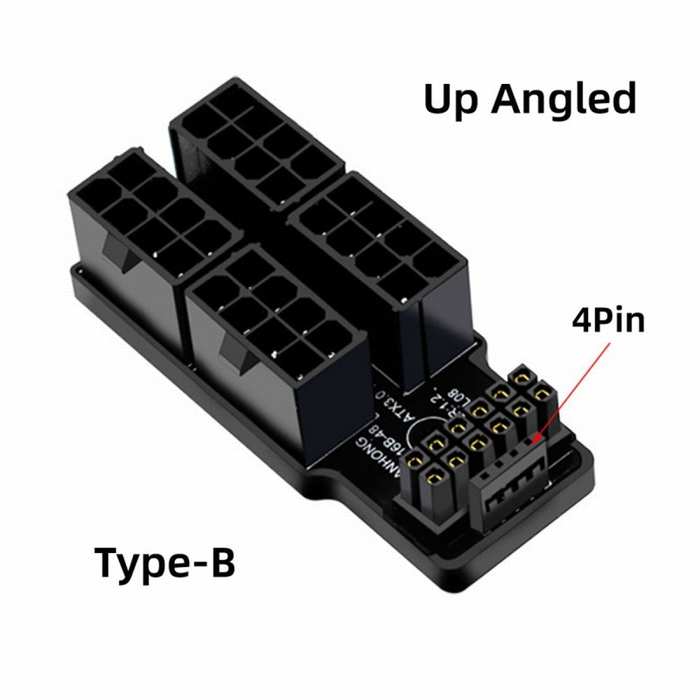 12VHPWR ATX3.0 PCI-E 5.0 Power Modular Adapter to Four ATX 8P Up Angled 90 Degree for 4080 5090TI 16Pin 12+4P Graphics Card PW-044-UP