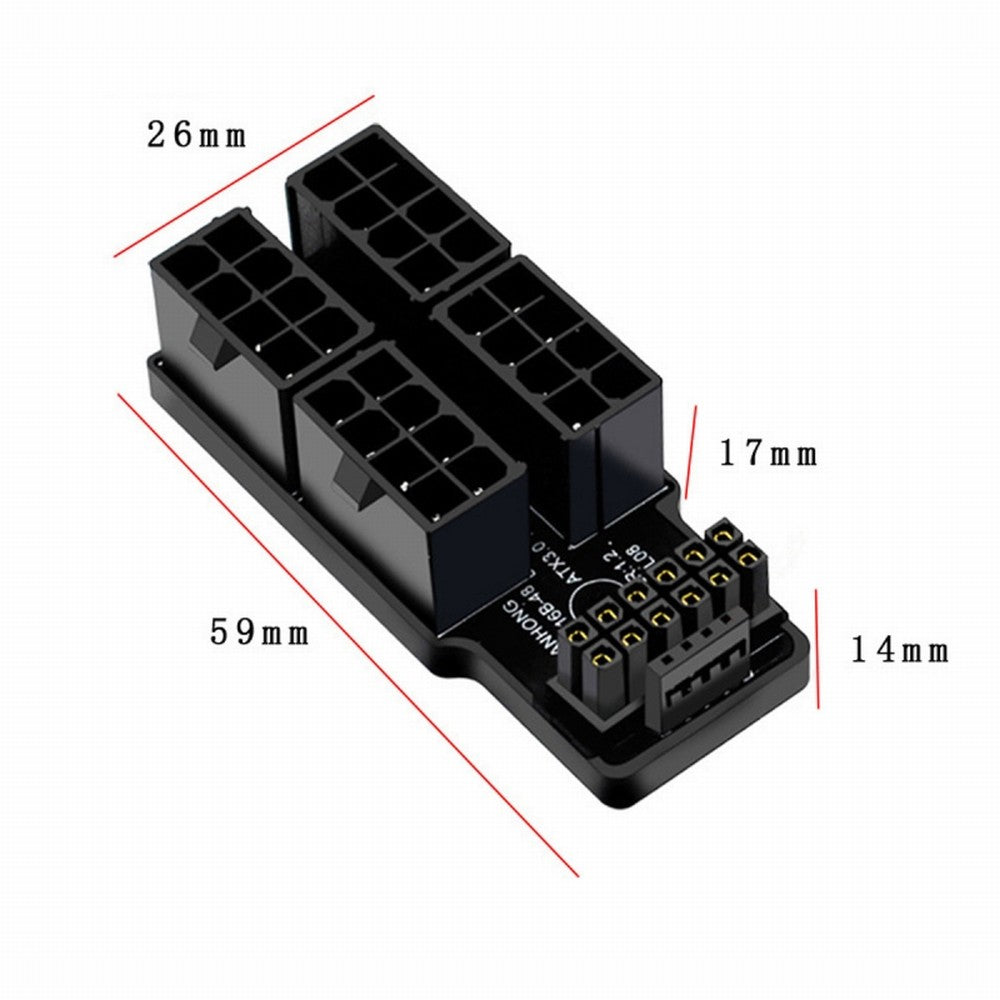 12VHPWR ATX3.0 PCI-E 5.0 Power Modular Adapter to Four ATX 8P Up Angled 90 Degree for 4080 5090TI 16Pin 12+4P Graphics Card PW-044-UP