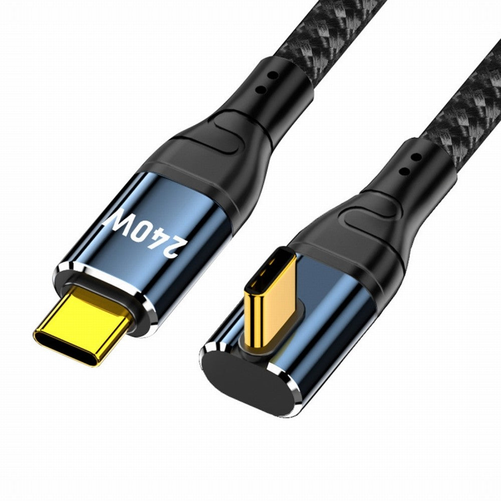 USB-C 240W Type-C Cable 480Mbps 48V 5A Low Profile Angled 90 Degree Compatible with USB2.0 100W Charging for Laptop Tablet Phone CC-UC-132-LP