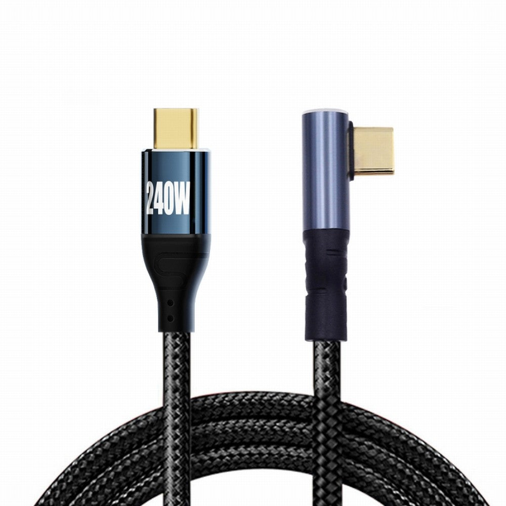 USB-C 240W Type-C Cable 480Mbps 48V 5A Low Profile Angled 90 Degree Compatible with USB2.0 100W Charging for Laptop Tablet Phone CC-UC-132-LP