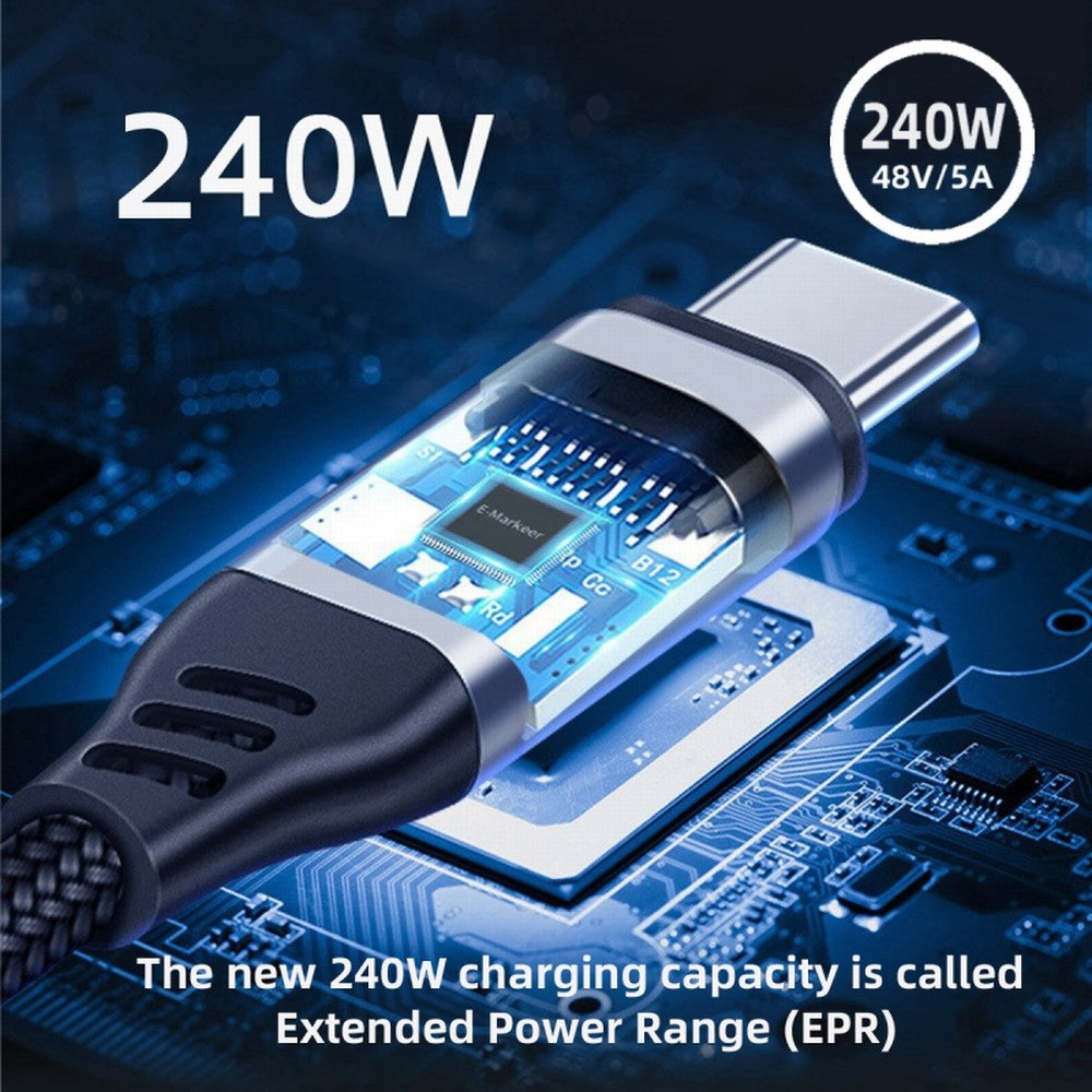USB-C 240W Type-C Cable 480Mbps 48V 5A Low Profile Angled 90 Degree Compatible with USB2.0 100W Charging for Laptop Tablet Phone CC-UC-132-LP