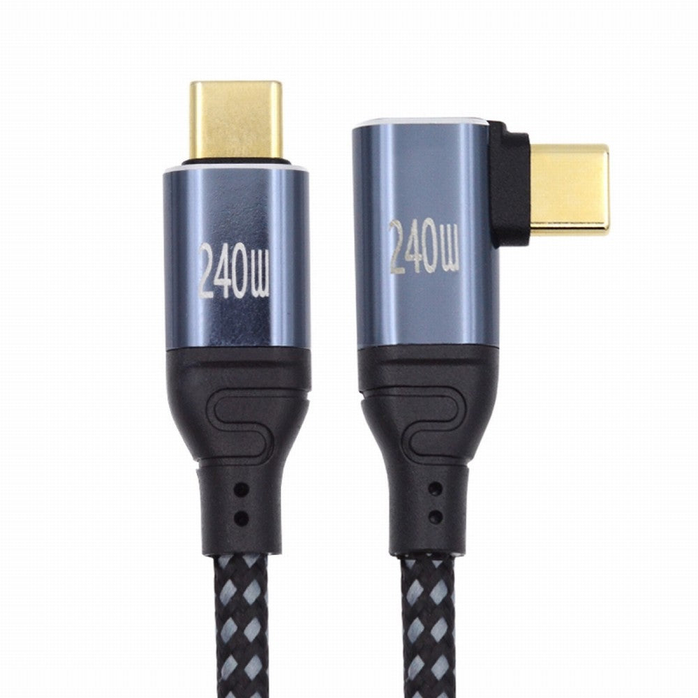 USB-C 240W Type-C Cable 480Mbps 48V 5A Left Right Angled 90 Degree Compatible with USB2.0 100W Charging for Laptop Tablet Phone CC-UC-132-RI