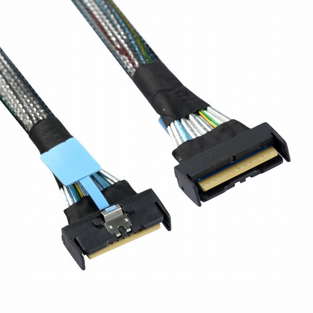 PCI-E 5.0 Mini Cool Edge IO MCIO STR PCI-E 8i 74Pin Male to MCIO 74Pin Male Extender Cable 50cm SF-063-BK