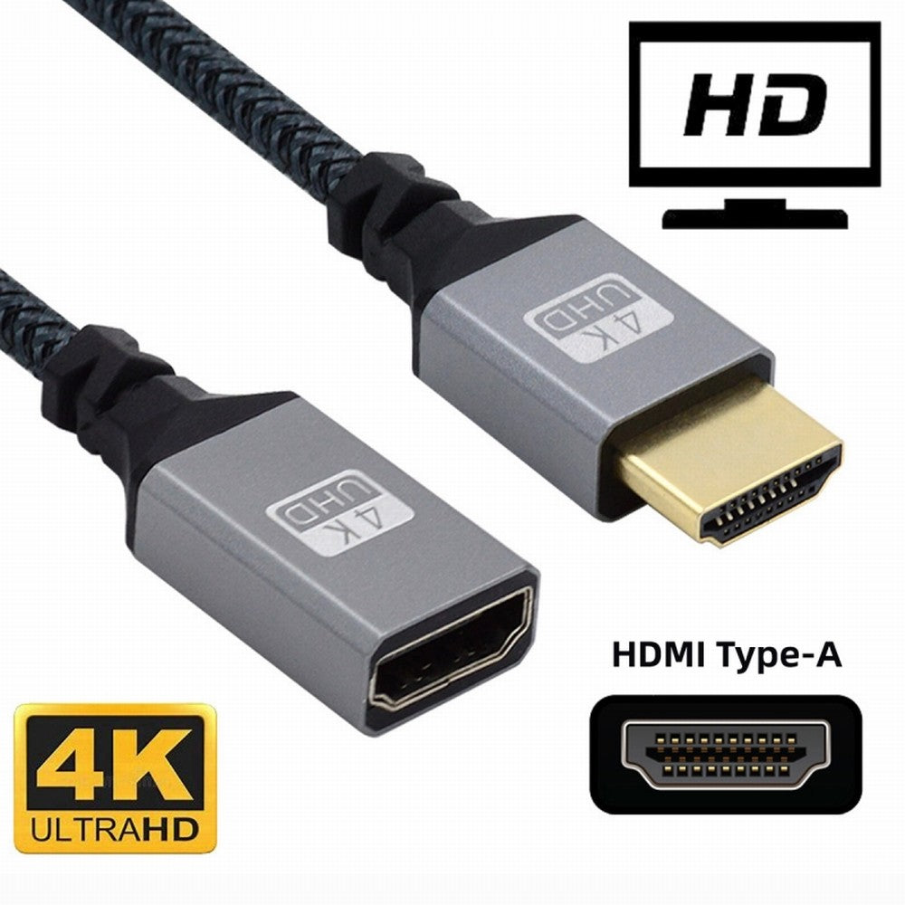 HDMI 1.4 Type A Male to A Female Extension Cable Straight Connector 90 Degree Support HDTV 4K 60hz 3D HD-061-BK