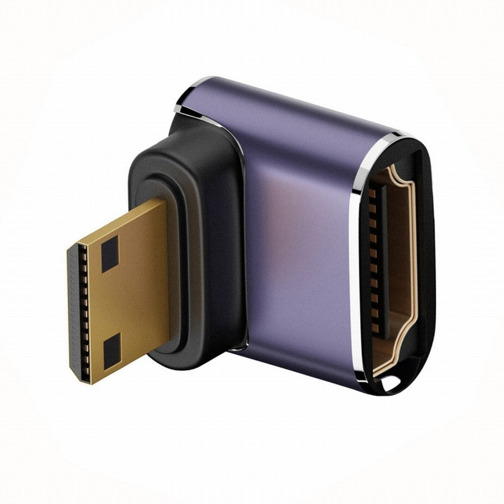 Up Angled Mini HDMI Male to HDMI 2.1 Female UHD Extension Gold Converter Adapter Support 8K 60hz HDTV HD-038-C8K05