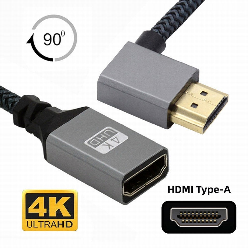 HDMI 1.4 Type A Male to A Female Extension Cable Right Angled 90 Degree Support HDTV 4K 60hz 3D HD-061-RI