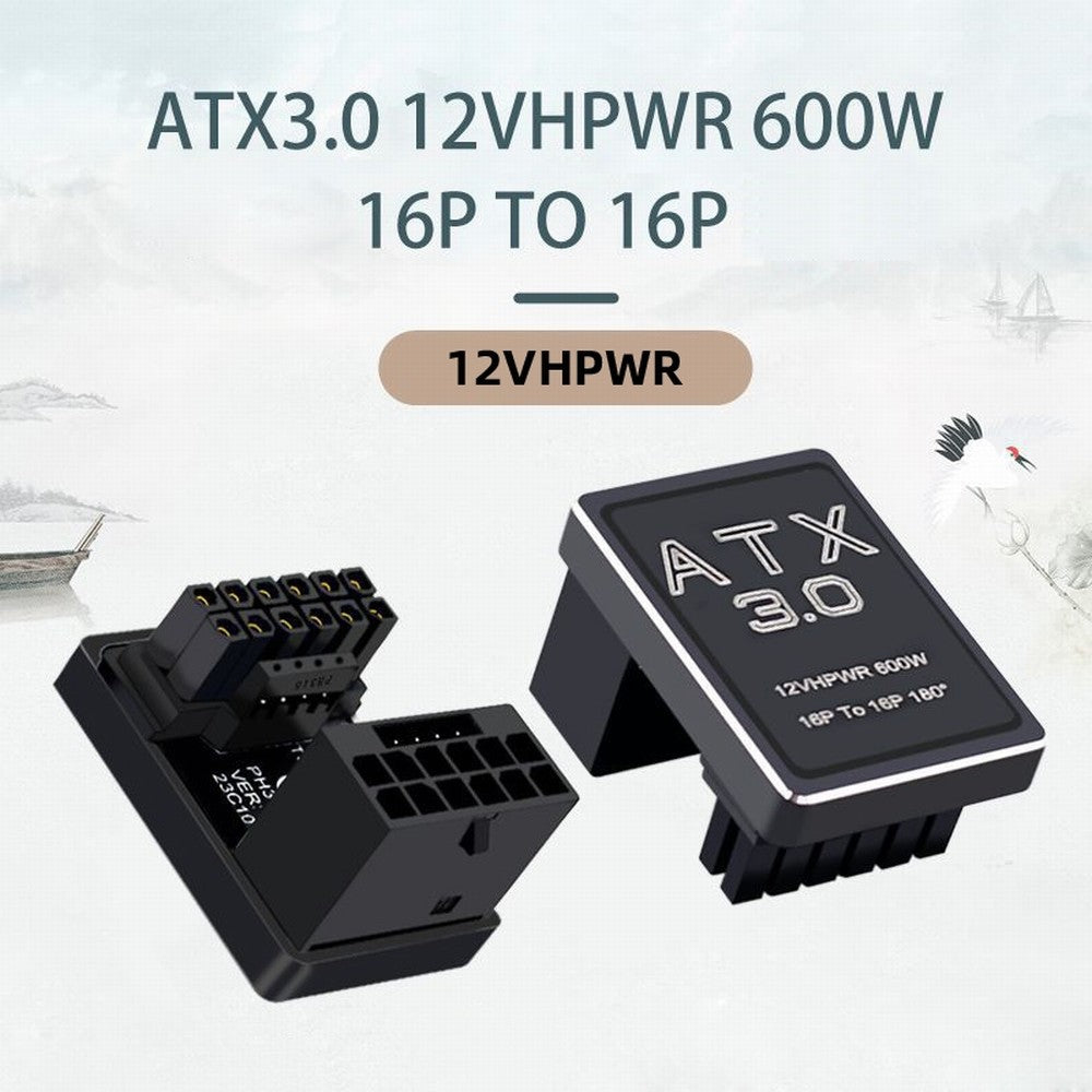 12VHPWR ATX3.0 PCI-E 5.0 Power Modular Adapter Male to Female Down Angled 360 Degree for 4080 5090TI 16Pin 12+4P Graphics Card PW-036-DN