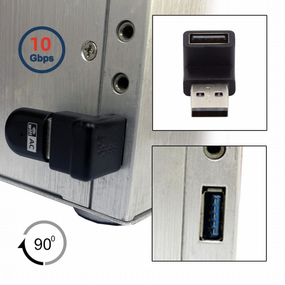 10Gbps USB3.0 Male to Female Extension Power Data Video Adapter 90 Degree Down Angled Type U3-018-DN