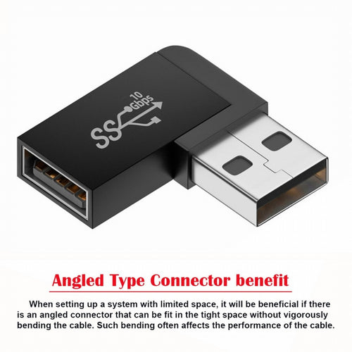 10Gbps USB3.0 Male to Female Extension Power Data Video Adapter 90 Degree Left Angled Type U3-018-LF