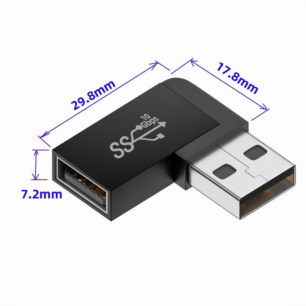 10Gbps USB3.0 Male to Female Extension Power Data Video Adapter 90 Degree Left Angled Type U3-018-LF