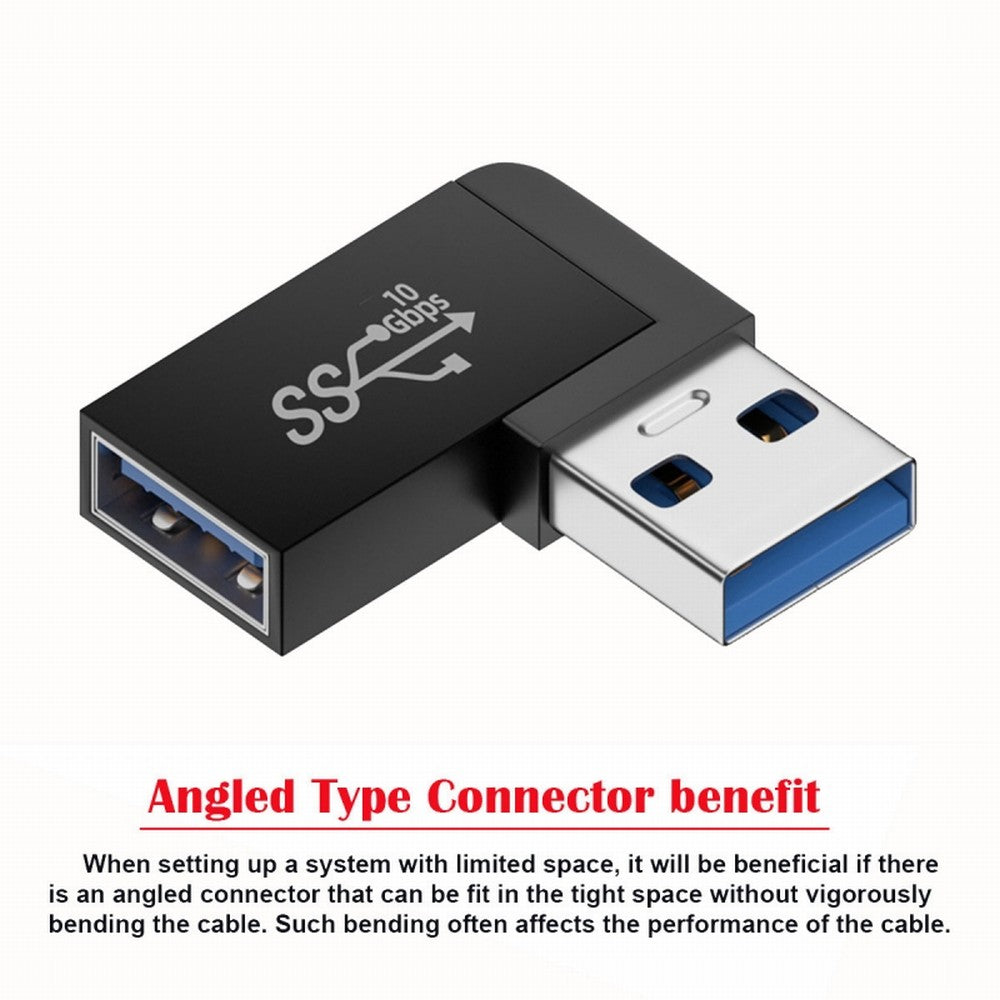 10Gbps USB3.0 Male to Female Extension Power Data Video Adapter 90 Degree Right Angled Type U3-018-RF