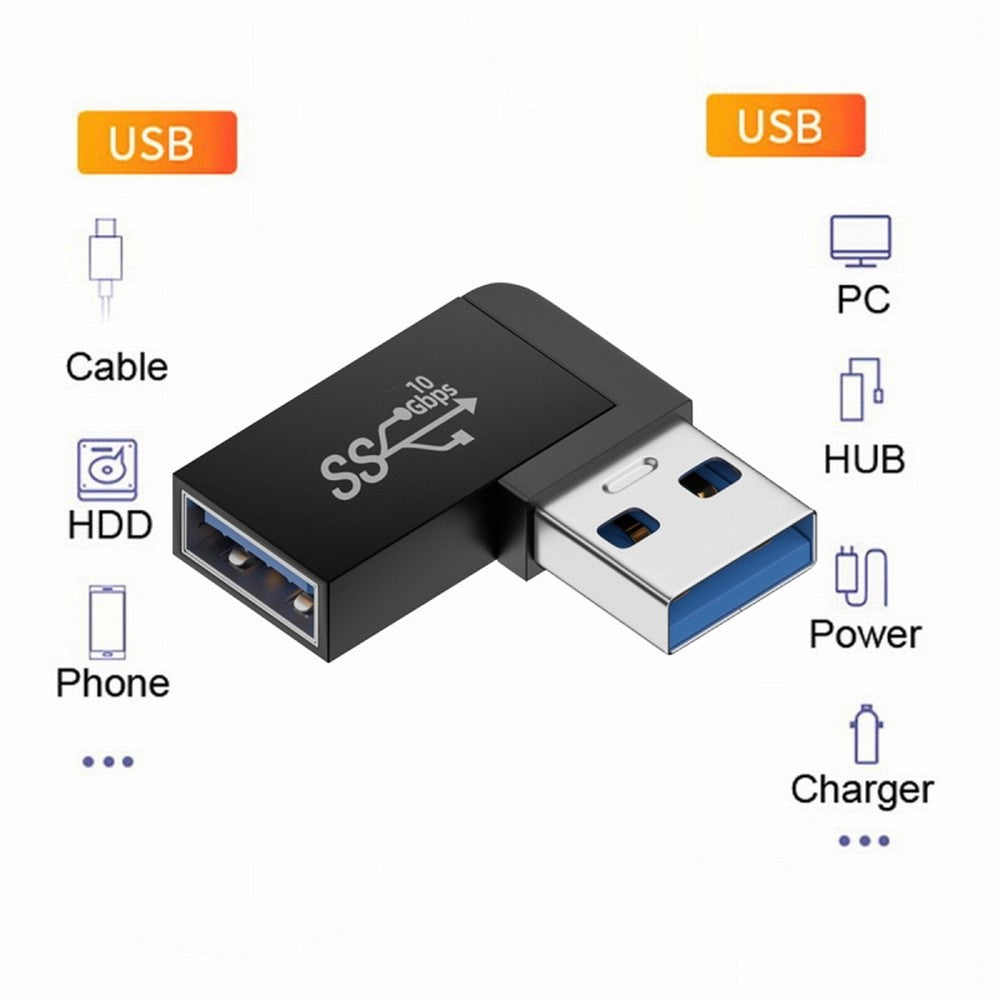 10Gbps USB3.0 Male to Female Extension Power Data Video Adapter 90 Degree Right Angled Type U3-018-RF