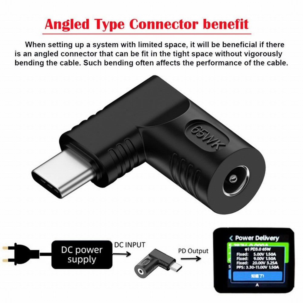 DC Jack 4.0x1.7mm Input to USB-C Type-C Angled 90 Degree Power Plug Charge Adapter for Laptop Phone UC-211-RI-4017MM