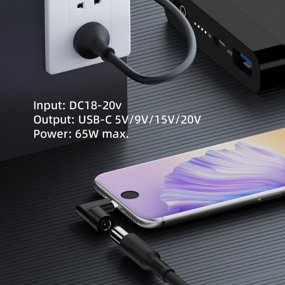 DC Jack 5.5x1.7mm Input to USB-C Type-C Angled 90 Degree Power Plug Charge Adapter for Laptop Phone UC-211-RI-5517MM