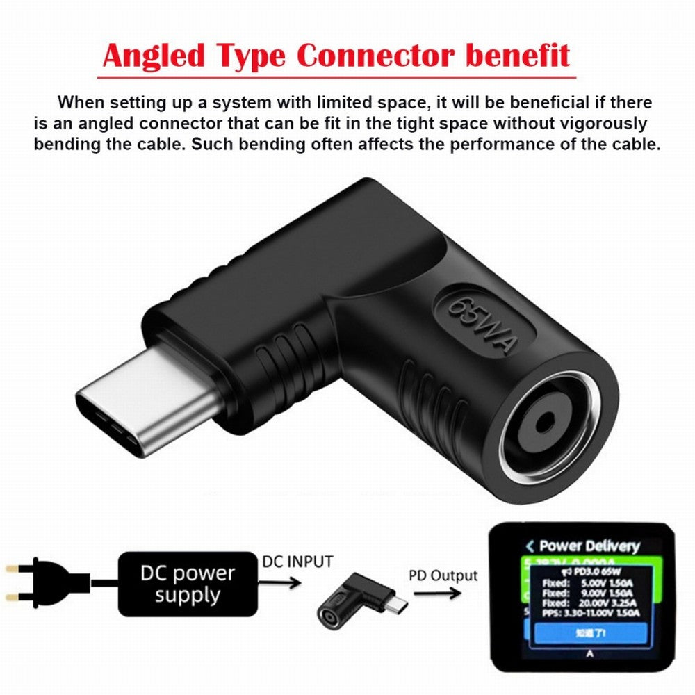 DC Jack 7.9x5.4mm Input to USB-C Type-C Angled 90 Degree Power Plug Charge Adapter for Laptop Phone UC-211-RI-7954MM