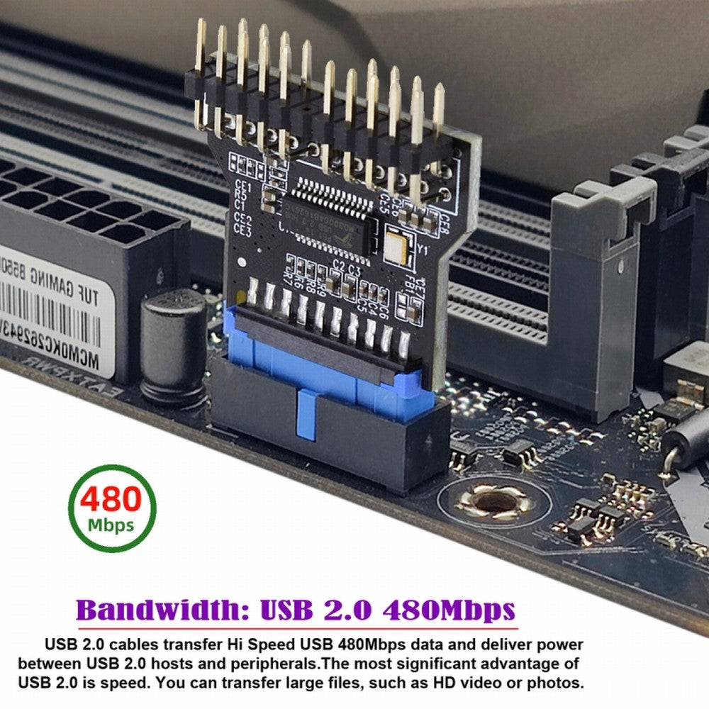 Motherboard 19pin USB 3.0 Header 1 to 2 USB2.0 9Pin Female Extension HUB Connector Adapter Port Multilier U3-022