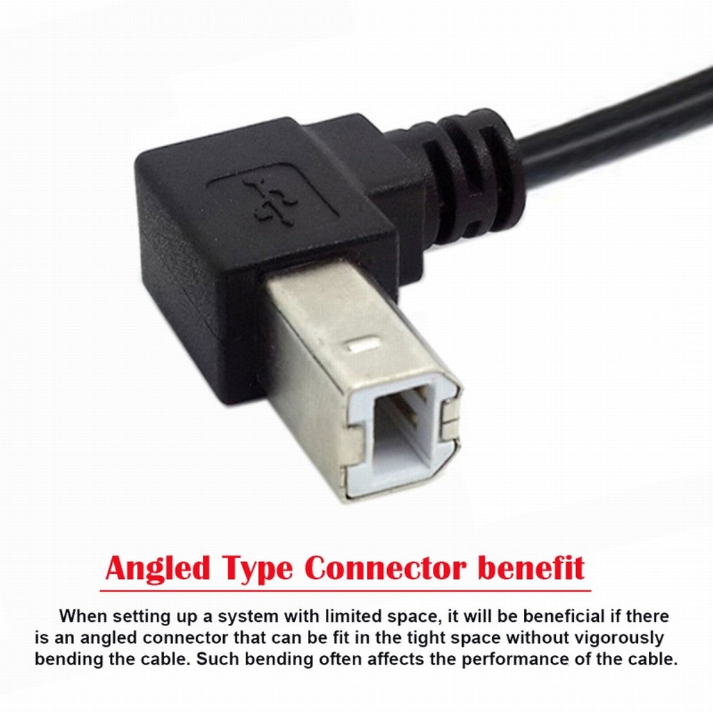 USB 2.0 B Type Male to Female Extension Cable Down Angled 90 Degree 20cm for Printer Scanner Disk U2-068-DN