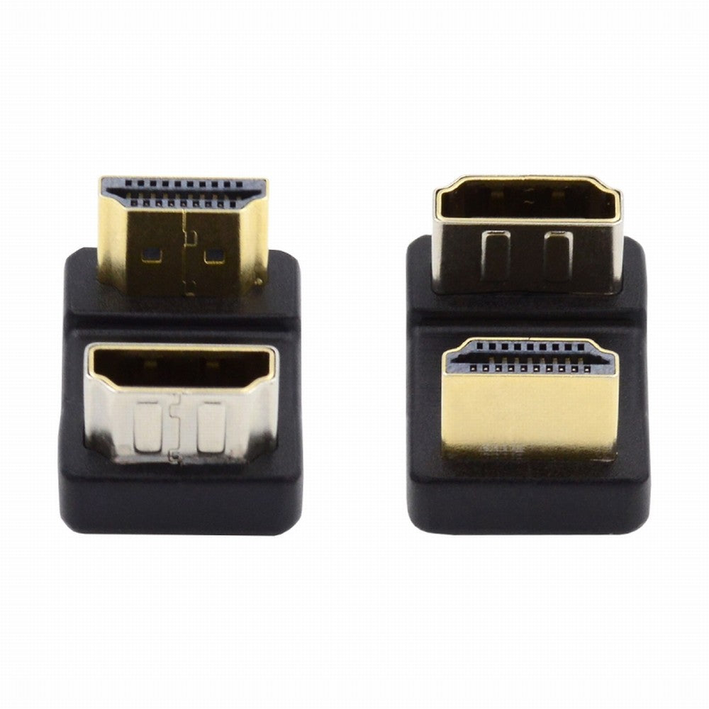 Standard HDMI 1.4 Male Type-A to HDMI Female Port Savers 360 Degree Down Opposite U Shape Back Angled Extension Adapter Converter HD-019-DN