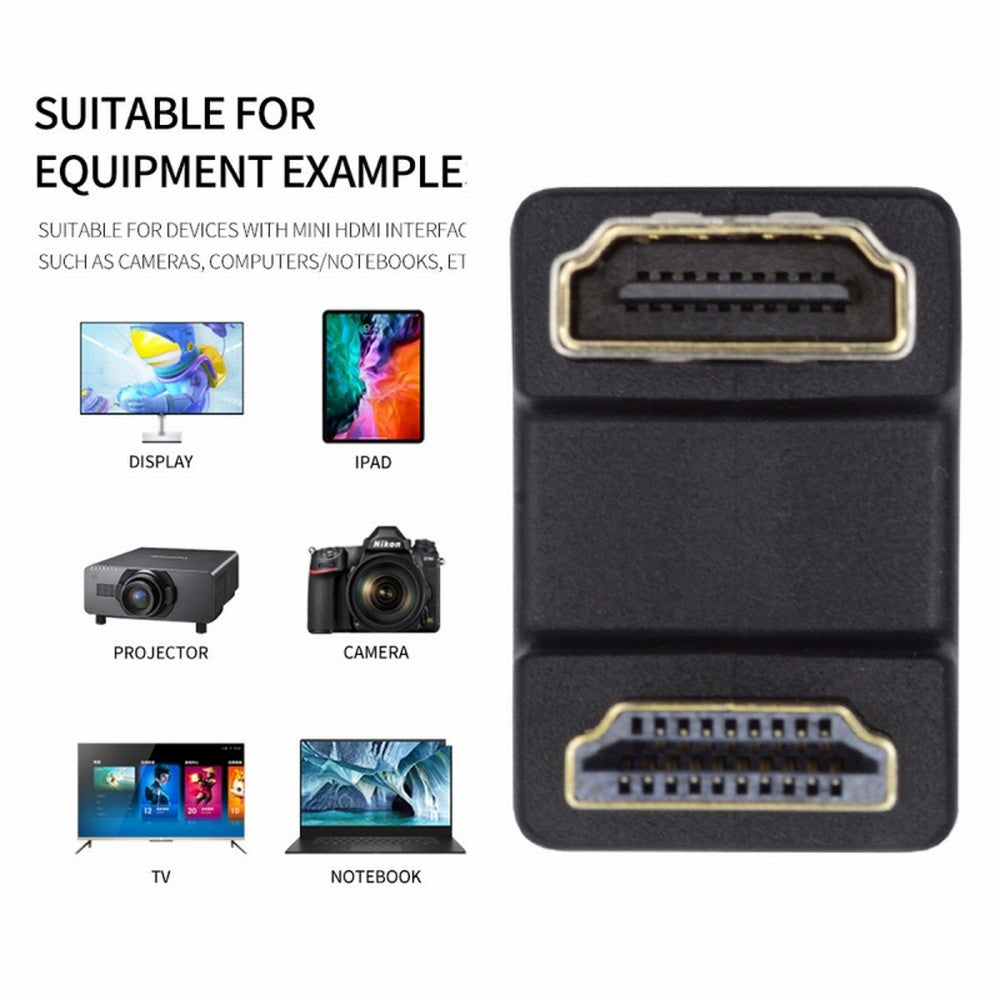 Standard HDMI 1.4 Male Type-A to HDMI Female Port Savers 360 Degree Down Opposite U Shape Back Angled Extension Adapter Converter HD-019-DN