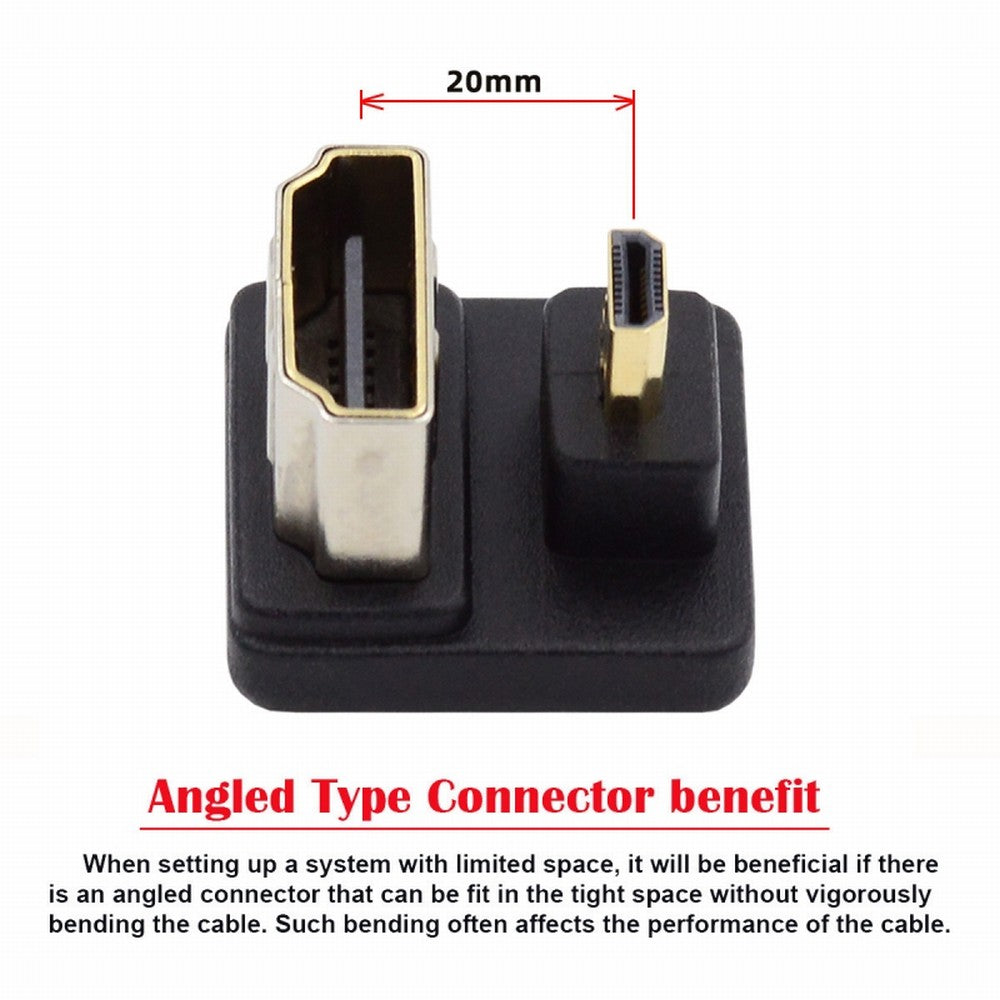 Micro HDMI 1.4 Male Type-D to HDMI Female Port Savers 360 Degree Up Opposite U Shape Back Angled Extension Adapter Converter HD-020-UP