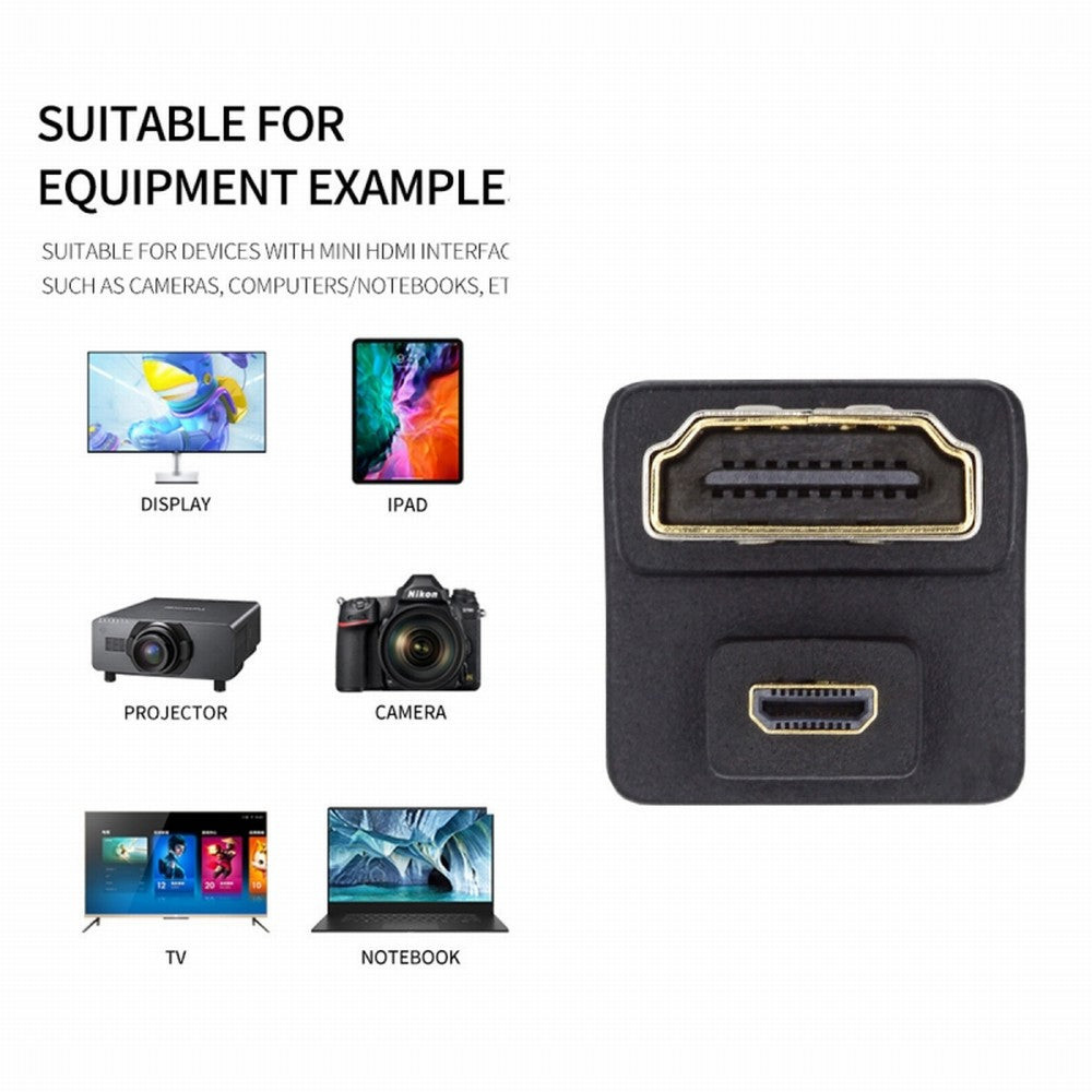 Micro HDMI 1.4 Male Type-D to HDMI Female Port Savers 360 Degree Up Opposite U Shape Back Angled Extension Adapter Converter HD-020-UP