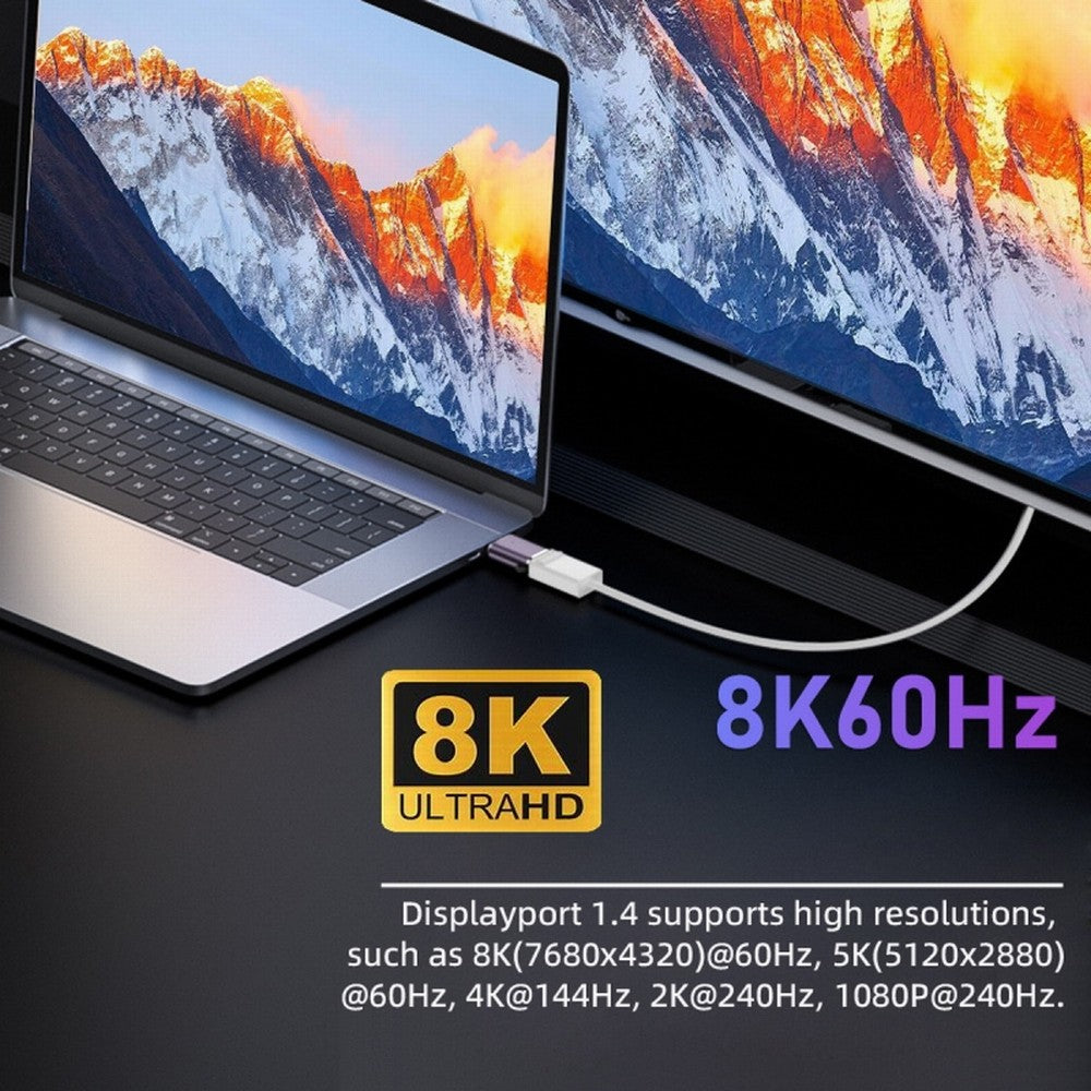 Mini DisplayPort 1.4 Male to Mini DP Female 8K 60hz Adapter Ultra-HD UHD 4K 144hz 7680*4320 for Video PC Laptop Monitor DP-036-8K03