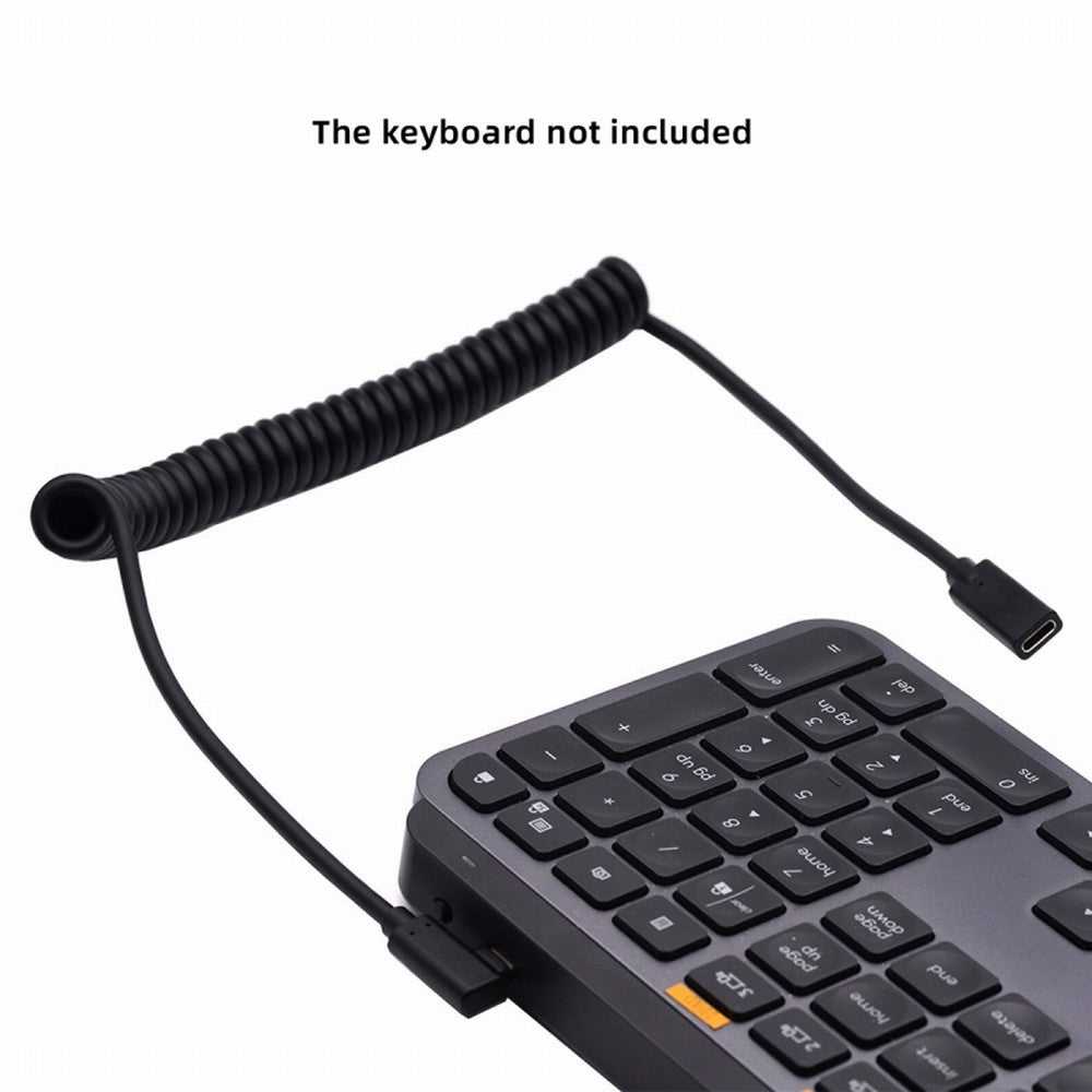 Stretch Coiled USB-C Keyboard Mouse Cable for Gaming Keyboard Type-C Male to Female Extension Cable Power & Data UC-133-CMCF