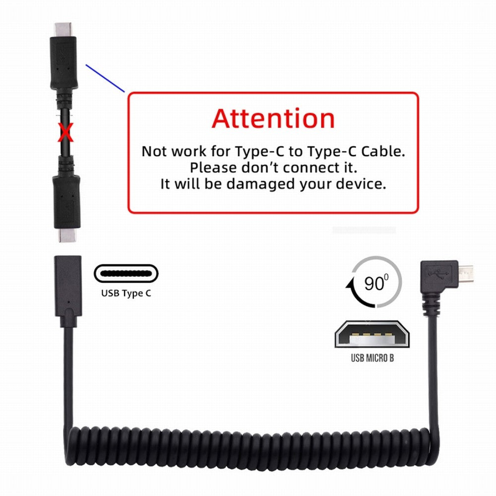 Stretch Coiled USB-C Keyboard Mouse Cable for Gaming Keyboard Micro USB Male to Type-C Female Extension Cable Power & Data UC-133-MMCF