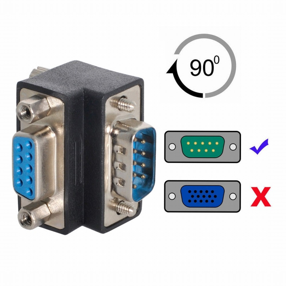 Up Angled 90 Degree RS232 D-Sub 9Pin Male Screw Type to Female Nut Type Extension Adapter DB-001-UP