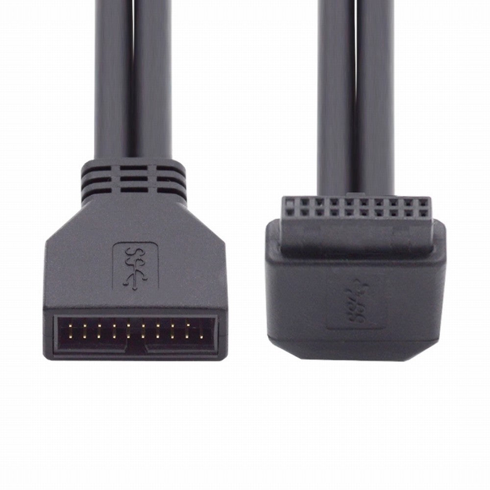 Down Angled USB 3.0 20Pin 19Pin Male to Female Extension 5Gbps Cable 90 Degree for Motherboard Mainboard U3-082-DN