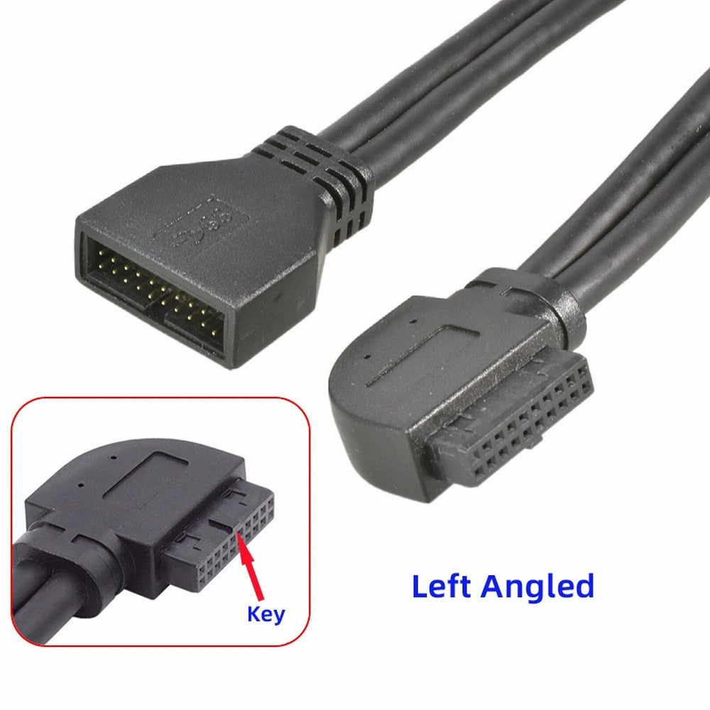 Left Angled USB 3.0 20Pin 19Pin Male to Female Extension 5Gbps Cable 90 Degree for Motherboard Mainboard U3-082-LE