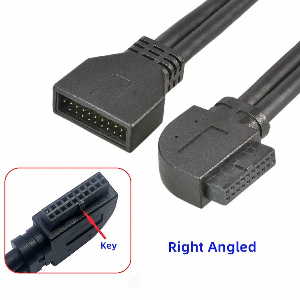 Right Angled USB 3.0 20Pin 19Pin Male to Female Extension 5Gbps Cable 90 Degree for Motherboard Mainboard U3-082-RI