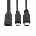 Type-C USB-C Female to USB-C Type C USB 3.1 & Micro USB Male Splitter Extension Charge Cable U2-069-TC001