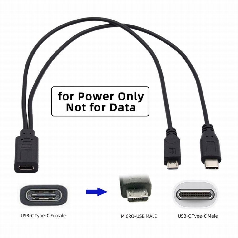 Type-C USB-C Female to USB-C Type C USB 3.1 & Micro USB Male Splitter Extension Charge Cable U2-069-TC001