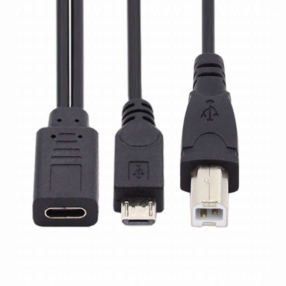 Type-C USB-C Female to USB2.0 Standard Type-B & Micro USB Male Splitter Extension Charge Cable U2-069-TC002